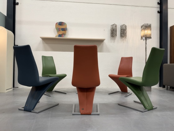 6 Rolf Benz 7800 Dining chairs green Orange Blue, Leather (photo 10 of 11)