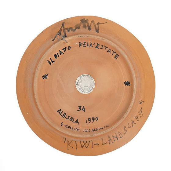 Image 1 of Sergio Dangelo, piatto in ceramica “Kiwi Landscape” per Mazzotti Albisola, anni '80