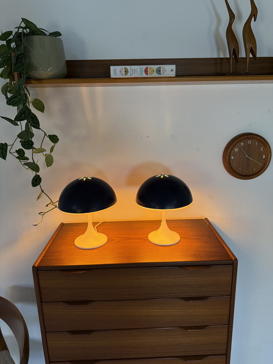 Image 1 of Set di 2 lampade da tavolo vintage a forma di fungo anni '80