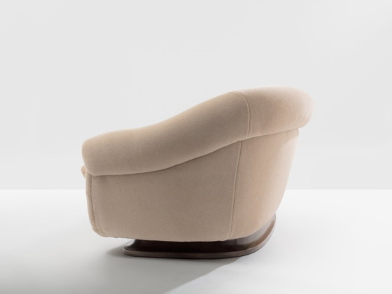 Image 1 of Isa Bergamo large Art Deco walnut mohair velvet sofa 1940s