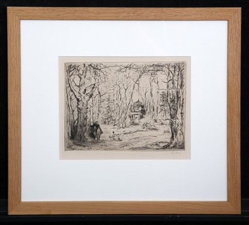 Teuber, Hermann - Park - etching - framed - handsigned
