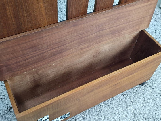 Mid-Century Design Teak Hallway Coat Rack With Mirror And Storage Bench With Ceramic Mosaic Inlay, 1960s (photo 8 of 8)