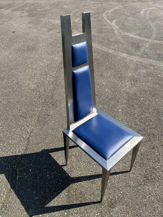 Image 1 of Sedia dal design unico realizzata in acciaio inossidabile, acciaio inossidabile, acciaio spazzolato