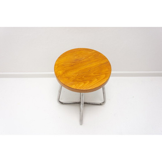 Image 1 of Tabouret tubulaire Bauhaus vintage de Robert Slezák, Tchécoslovaquie, années 1930