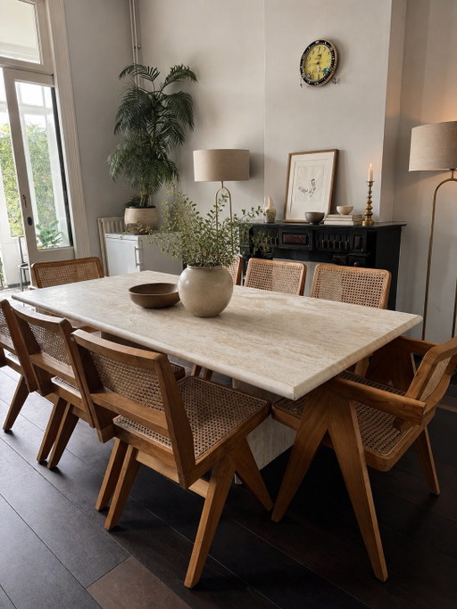 Travertine Dining Table (Solid, Italy 1980s) – eettafels, Stone
