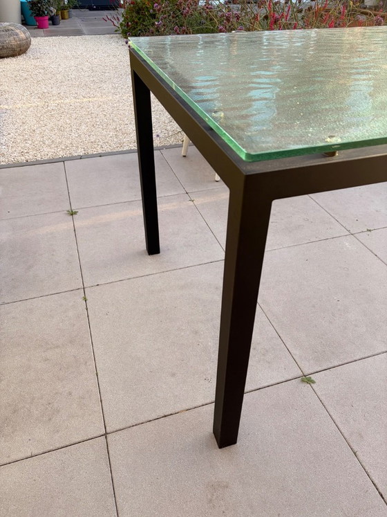 Rectangular table with glass top and metal base 180x90, Dining tables, Transparent, Modern (photo 2 of 7)