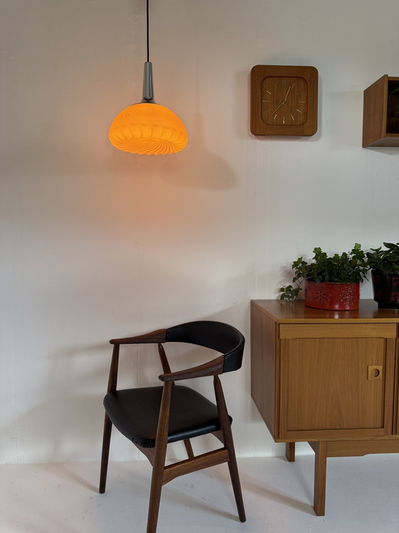 Image 1 of Vintage chrome & opal glass pendant lamp, Peill & Putzler ‘70