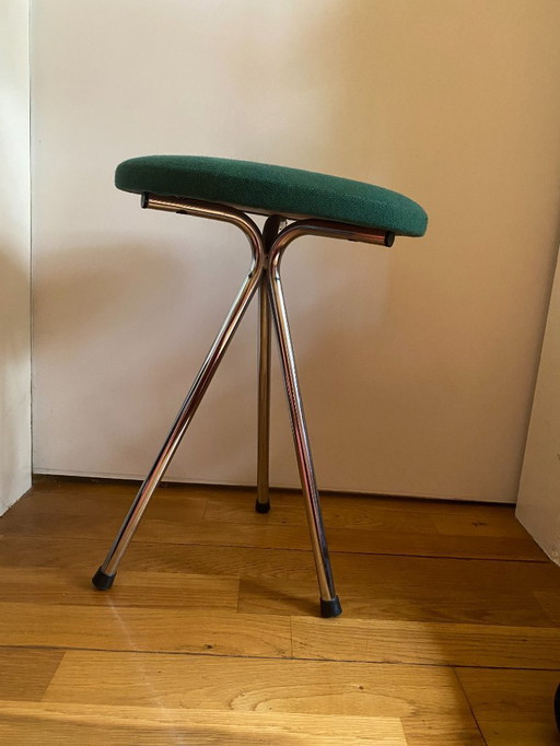 Vintage-Hocker aus den 1960er Jahren, grünes Tabouret