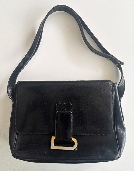 Handtasche, schwarzes Leder, Delvaux-Stil – overige tassen, Calfskin