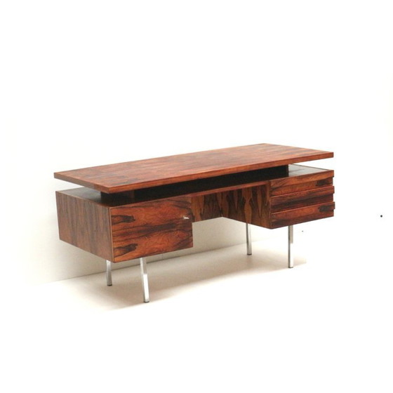 Image 1 of Groot vintage palissander bureau / directiebureau van Leo Bub voor Wertmöbel uit de jaren ’60