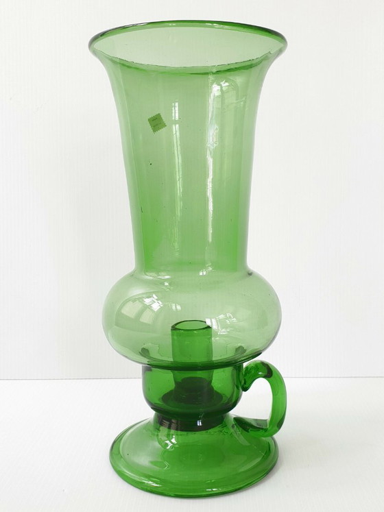 Image 1 of SUPERB VINTAGE ITALIAN GLASS CANDLE HOLDER VASE 1960s 1970s 60s 70s 1960s 1970s