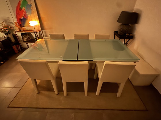 Image 1 of B&B Italia extendable designer dining table, Paolo Piva, glass