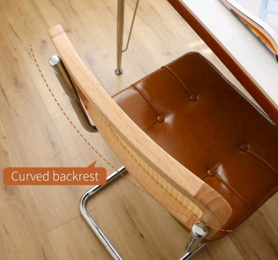 Set van 2 nieuwe Webing Eetkamerstoelen, Kunstleer, Rotanhout, Metalen poten – Rattan (photo 9 of 11)