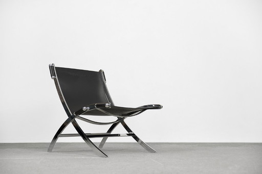 Vintage Minimalist Italian Leather Chair, 1980s