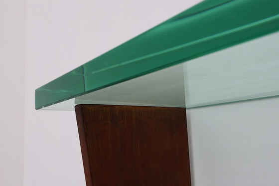 Image 1 of Sculpturale Franse Art Deco consoletafel met glazen blad, circa 1925