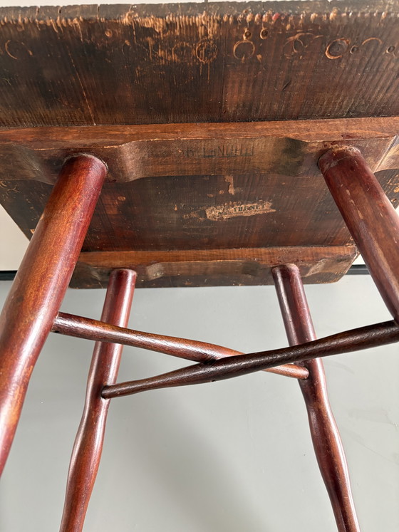 Rare table d'appoint/tabouret Thonet ancien - Avec étiquette d'origine (env. 1920-1940) – Tables d'appoint (photo 9 of 10)