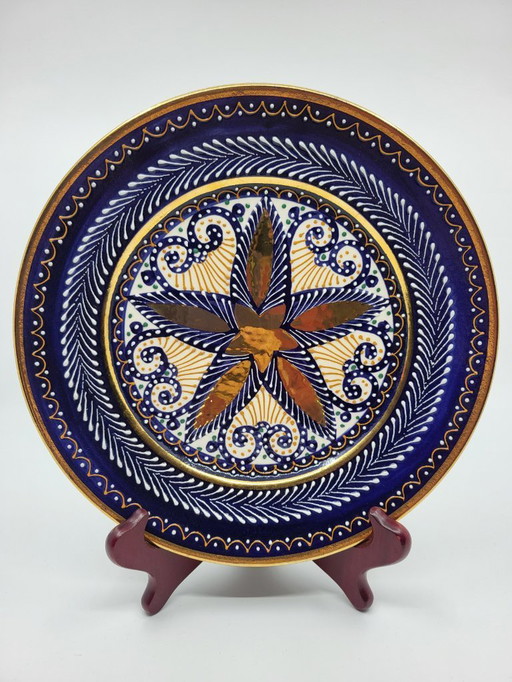 HB Quimper blue ceramic decorative plate France 1970