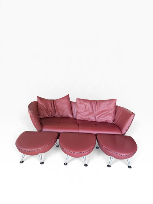 de Sede DS-102 Red Leather Sofa