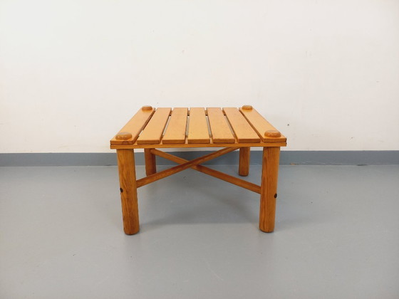 Image 1 of Vintage square coffee table in solid pine from the 70s and 80s