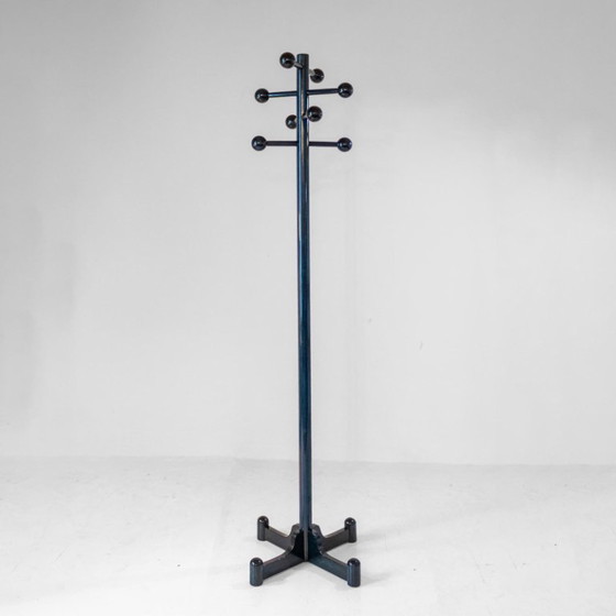 Image 1 of 1x Italienische Moderne Garderobe aus dunkelgrün glasiertem Holz aus den 1970er Jahren