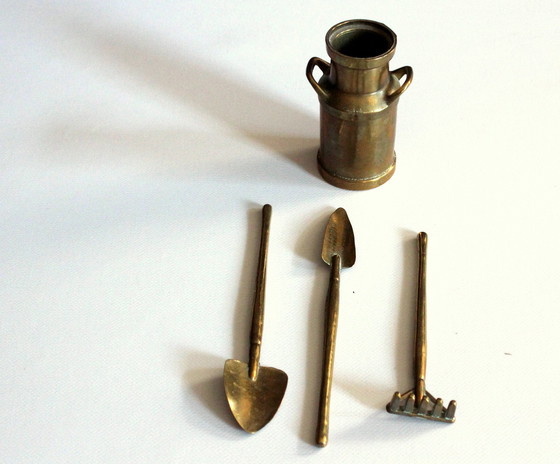 Image 1 of Mini Brass Garden Set For Bonsai And Cacti - Vintage