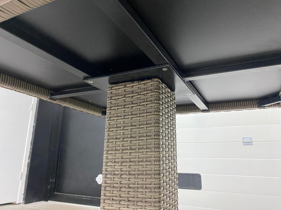 Image 1 of Rattan garden table set – 1 x square 80x80 cm + 1 x round – aluminum frame