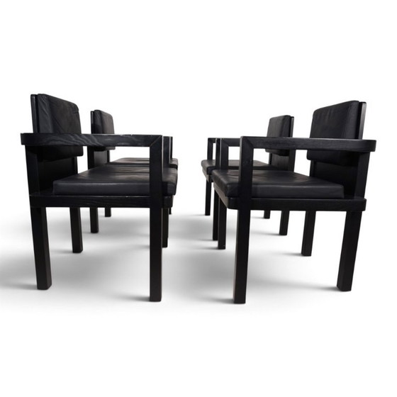 Set de 4 sillas de comedor/conferencia Tecta D51 de haya de Walter Gropius, 1923, Sillones, Madera, Cuero (foto 2 de 15)