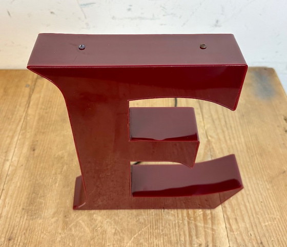 Image 1 of Vintage Dark Red Illuminated Letter E , 1980s