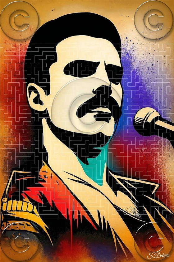 Image 1 of Canvas Frame / Freddie Mercury Pop Art / 75 x 50 cm
