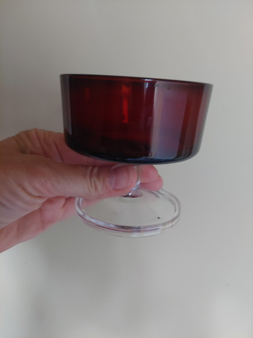 Luminarc, Vintage-Dessertgläser, rubinrot