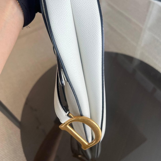Image 1 of DIOR SADDLE MEDIUM - PELLE DI VITELLO GRANATA BIANCO ORO FINITURE
