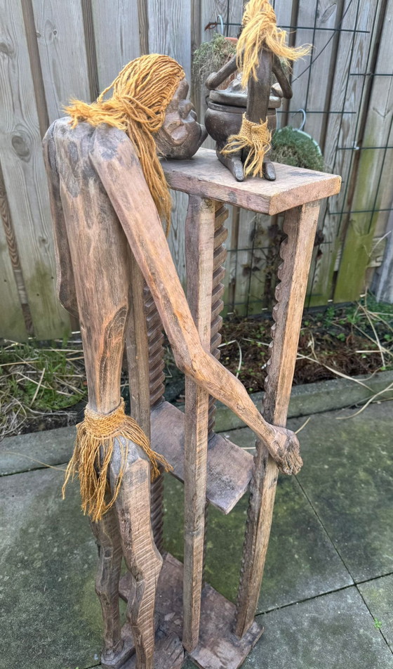 Image 1 of Magnifique présentoir à CD décoratif africain