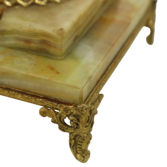 Image 1 of Classic Onyx and Brass Table Lamp