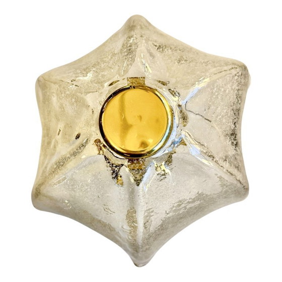 Image 1 of Vintage tafellamp van messing en ijsglas, Duitsland, jaren 70