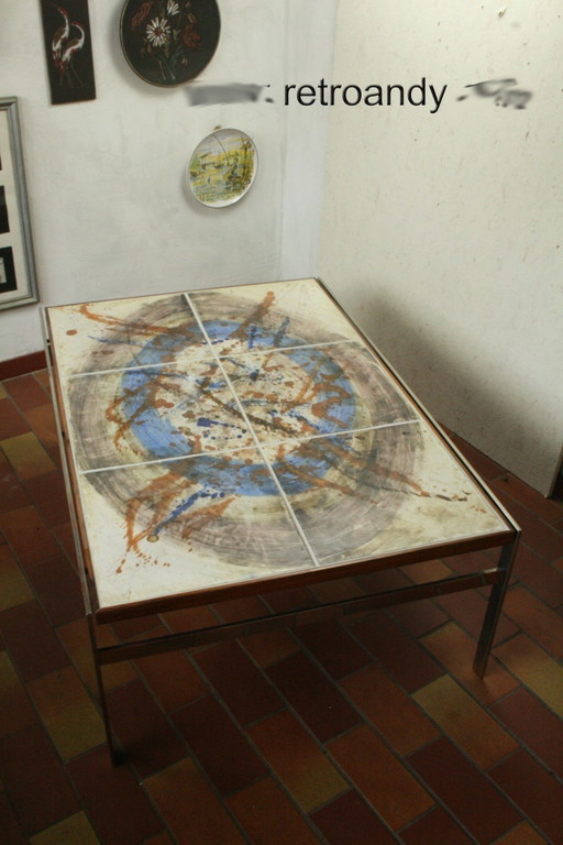 Vintage Dänischer Couchtisch-Eiche-Chrom