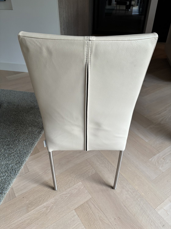 Image 1 of 4 sedie da pranzo in pelle color crema del marchio Framati