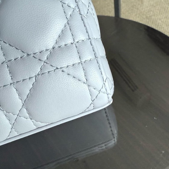 Image 1 of DIOR LADY D-JOY SMALL - CANNAGE LAMBSKIN GRAY GOLD HARDWARE