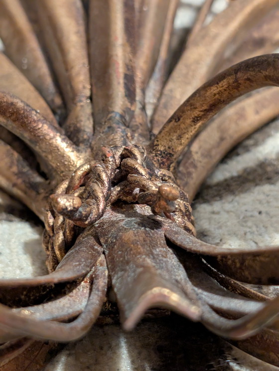 Image 1 of Pair of exclusive Florentine wall lights “Wheat Sheaf” – Mid-Century Design (Attribution: Hans Kögl / Banci Firenze)