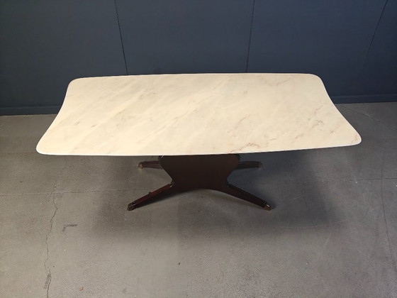 Image 1 of Tavolo da pranzo di metà secolo in palissandro e marmo di Osvaldo Borsani, 1950