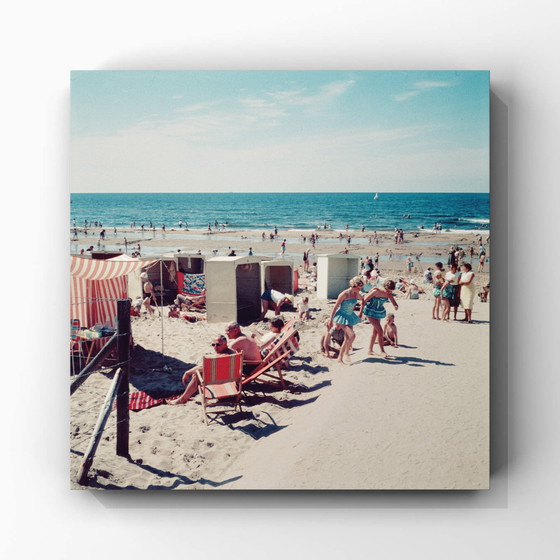 Image 1 of 1x badgasten, 1960 | mid century strand scène 