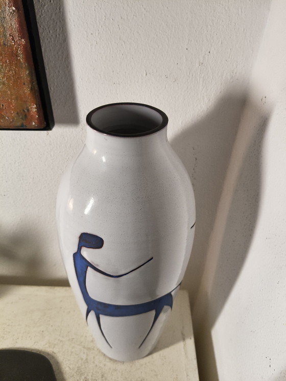 Image 1 of Vintage design modernist ceramic vase by Hans Wagner with stylized abstract figures