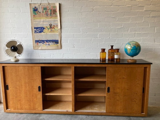 Image 1 of Vintage school cupboard sliding door cupboard dresser XL