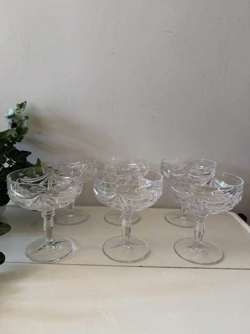 Set of 6 crystal coupe glasses