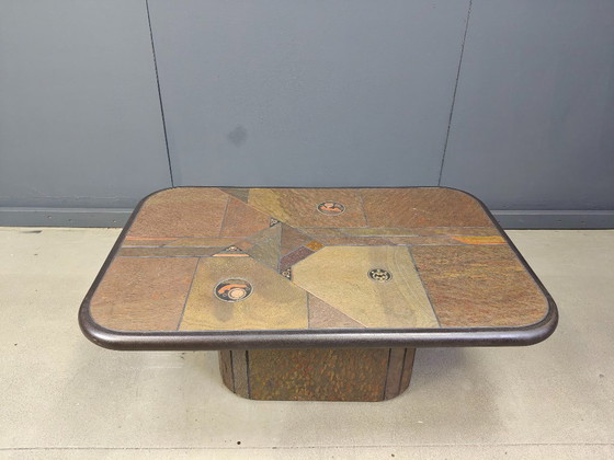 Image 1 of Tavolino brutalista in pietra d'ardesia, anni '80