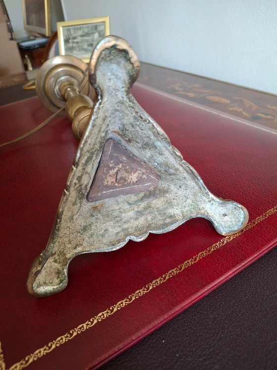 Image 1 of Exceptional bronze lamp base, antique candle holder 1580-1620, certified with traceability
