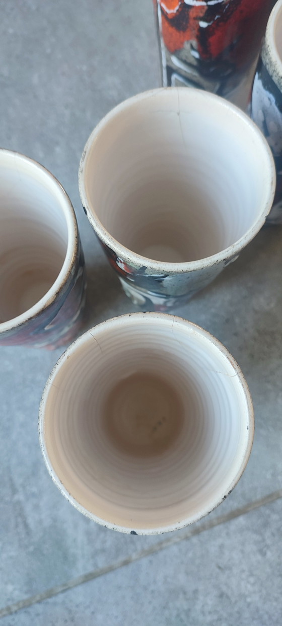 Image 1 of Tazas de cerámica esmaltada con diseño abstracto de los años 60