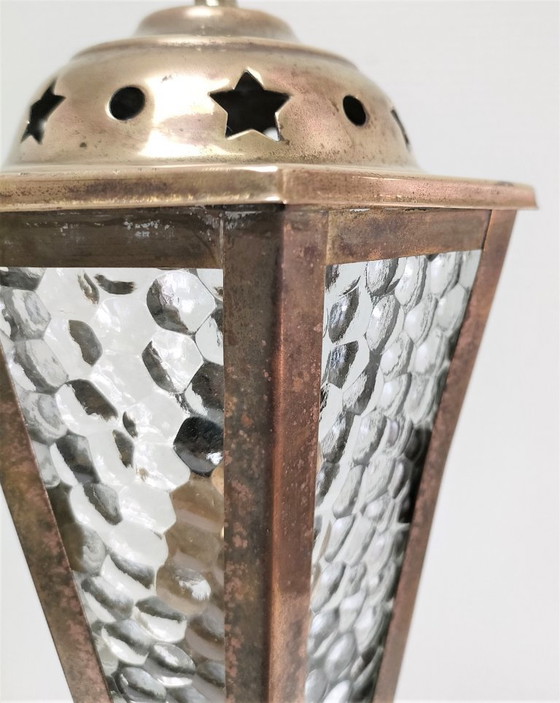 Image 1 of messing lantaarnlamp vintage glas