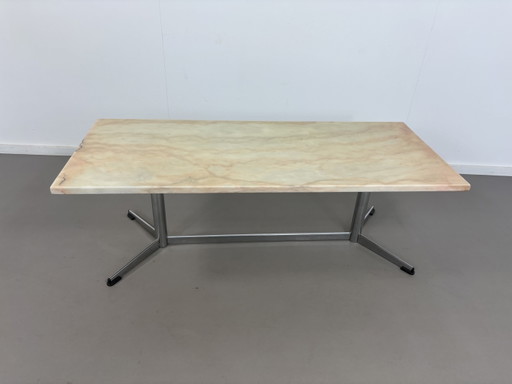 Vintage Couchtisch aus Marmor und Travertin