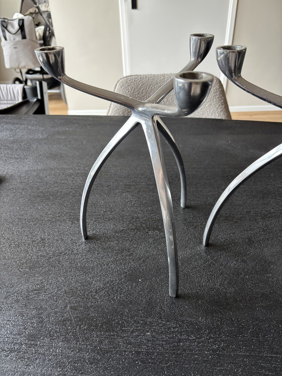 Image 1 of Portacandele in alluminio a forma di ragno vintage con tre piedi