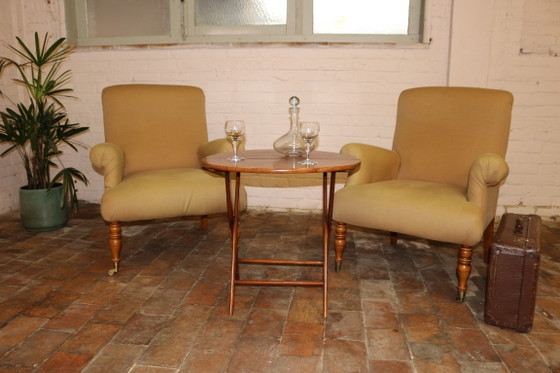 Set Van 2 Easy Armchairs – Fauteuils, Textile, Wood (photo 4 of 5)